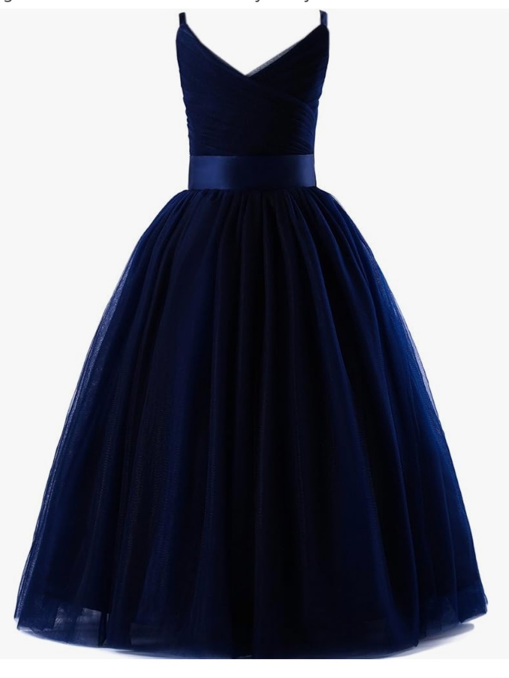 Navy Tulle Spaghetti-Strap Girls Dress